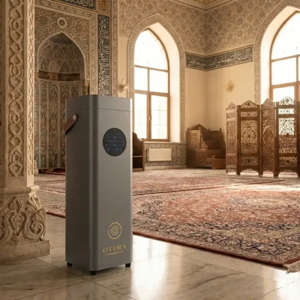 OTURA ELITE professional large-scale scent diffuser in ornate mosque setting for luxury fragrance solutions