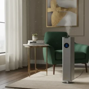 OTURA ESSENCE Floor Standing Scent Diffuser in a premium titanium aluminum tower frame.
