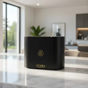 OTURA AERIS HVAC Scent Machine with a premium curved metal housing design.