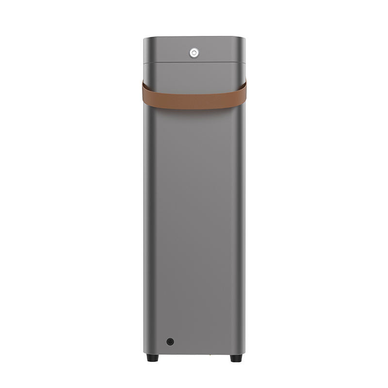 Rear view of the OTURA ELITE showing the high-end aluminum alloy shell and signature brown leather transport handle.