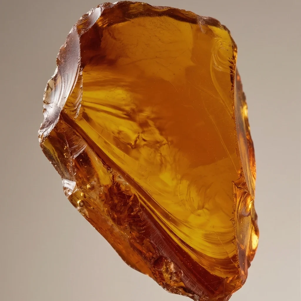 Glowing golden amber resin, highlighting the warm, luxurious scent profiles of Otura Scent's premium diffusers.